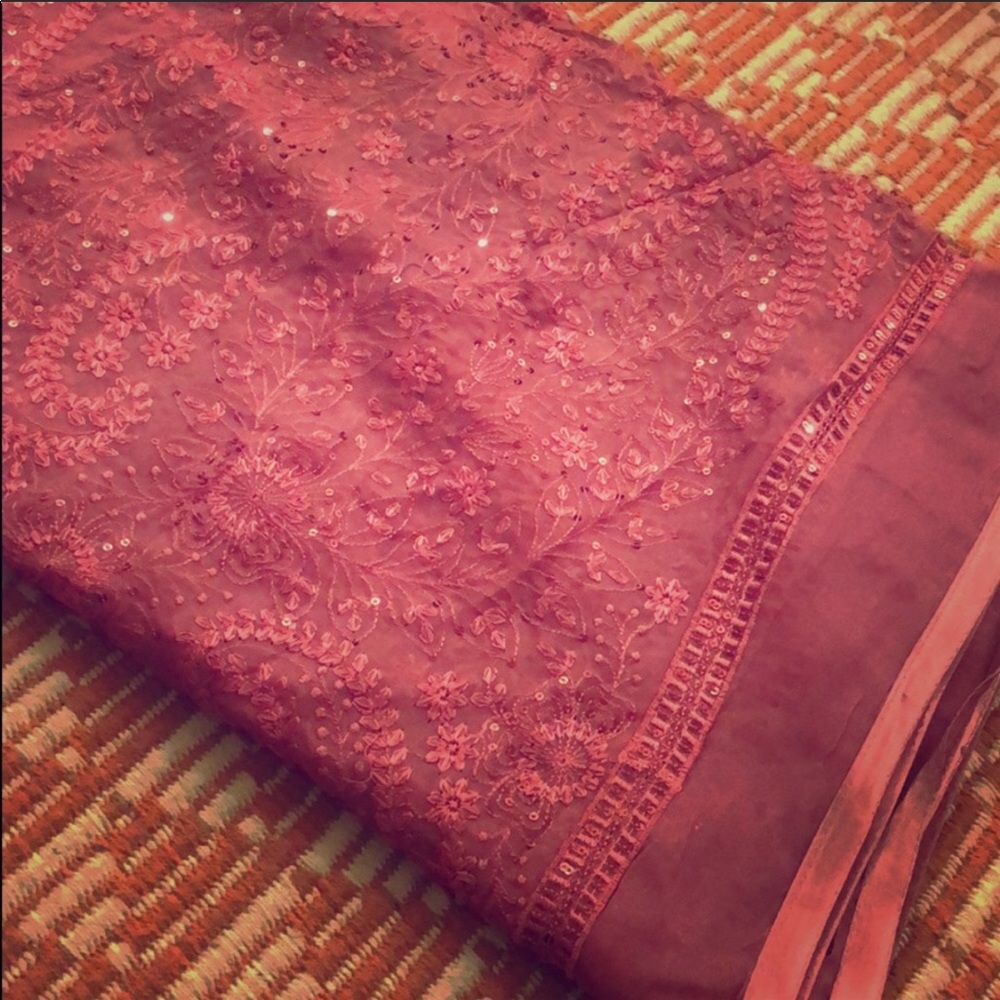 Pink Georgette Saree